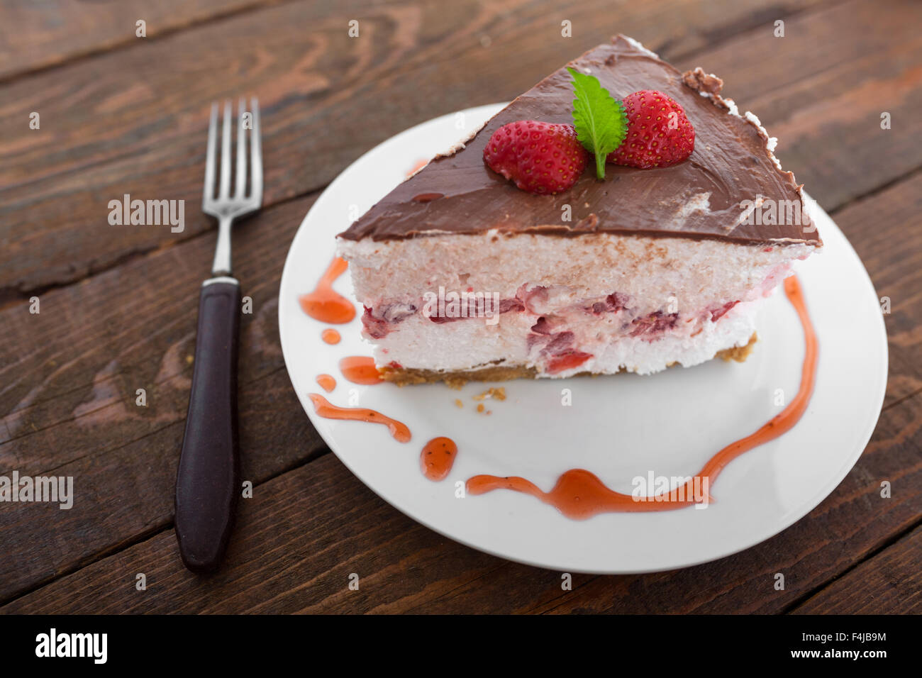 Fruit Strawberry Cake Slice Stock Photo