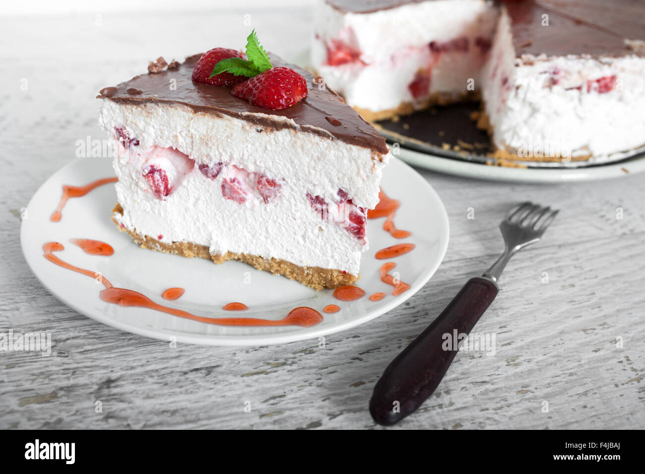 Strawberry Cake Slice Stock Photo