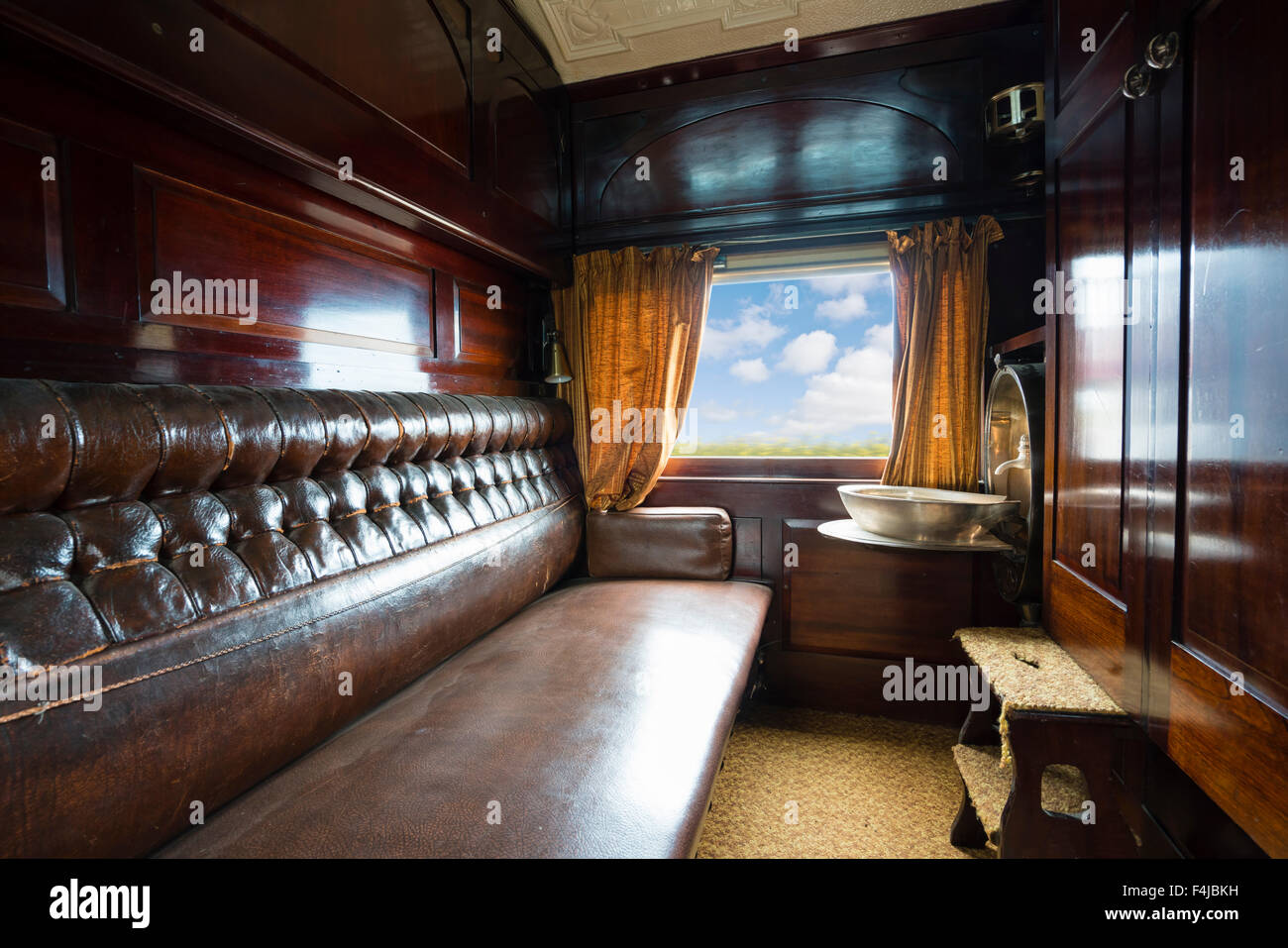 Luxurious vintage train carriage Stock Photo