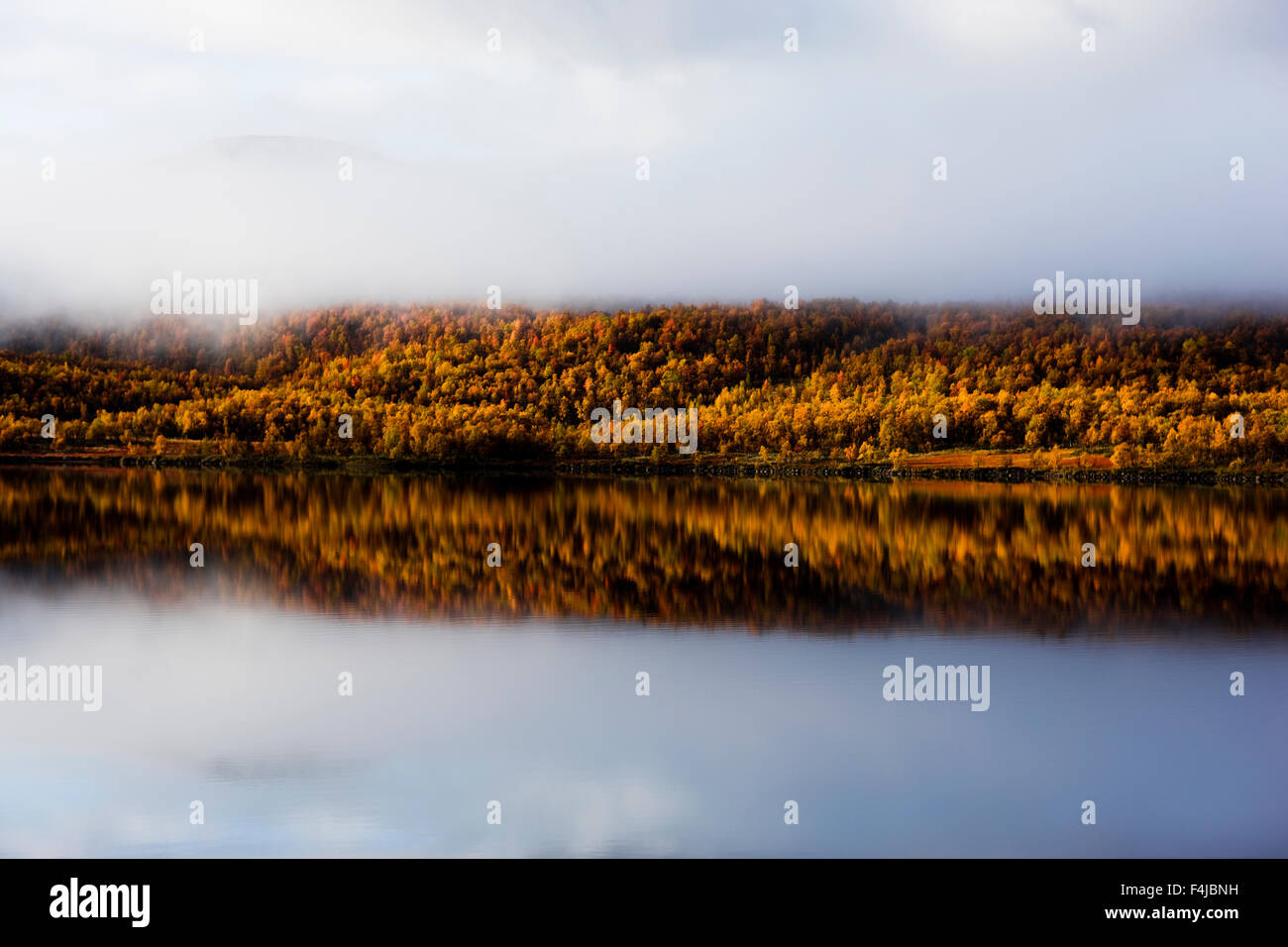 Lake in a autumn scenery Stock Photo