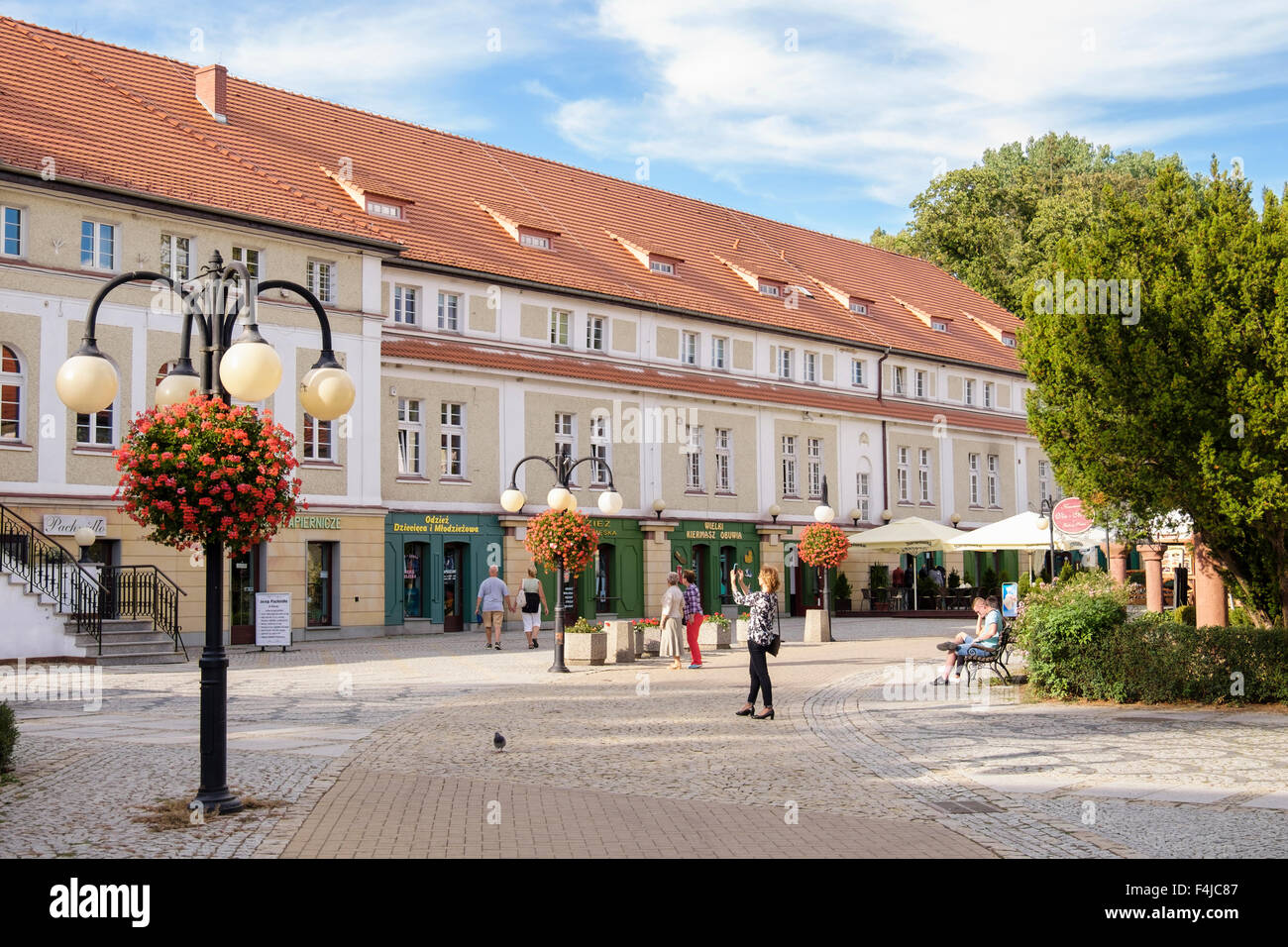 Shops on pedestrian street in piedmont spa town of Polanica-Zdroj, Klodzko, Lower Silesia , Poland, Europe Stock Photo