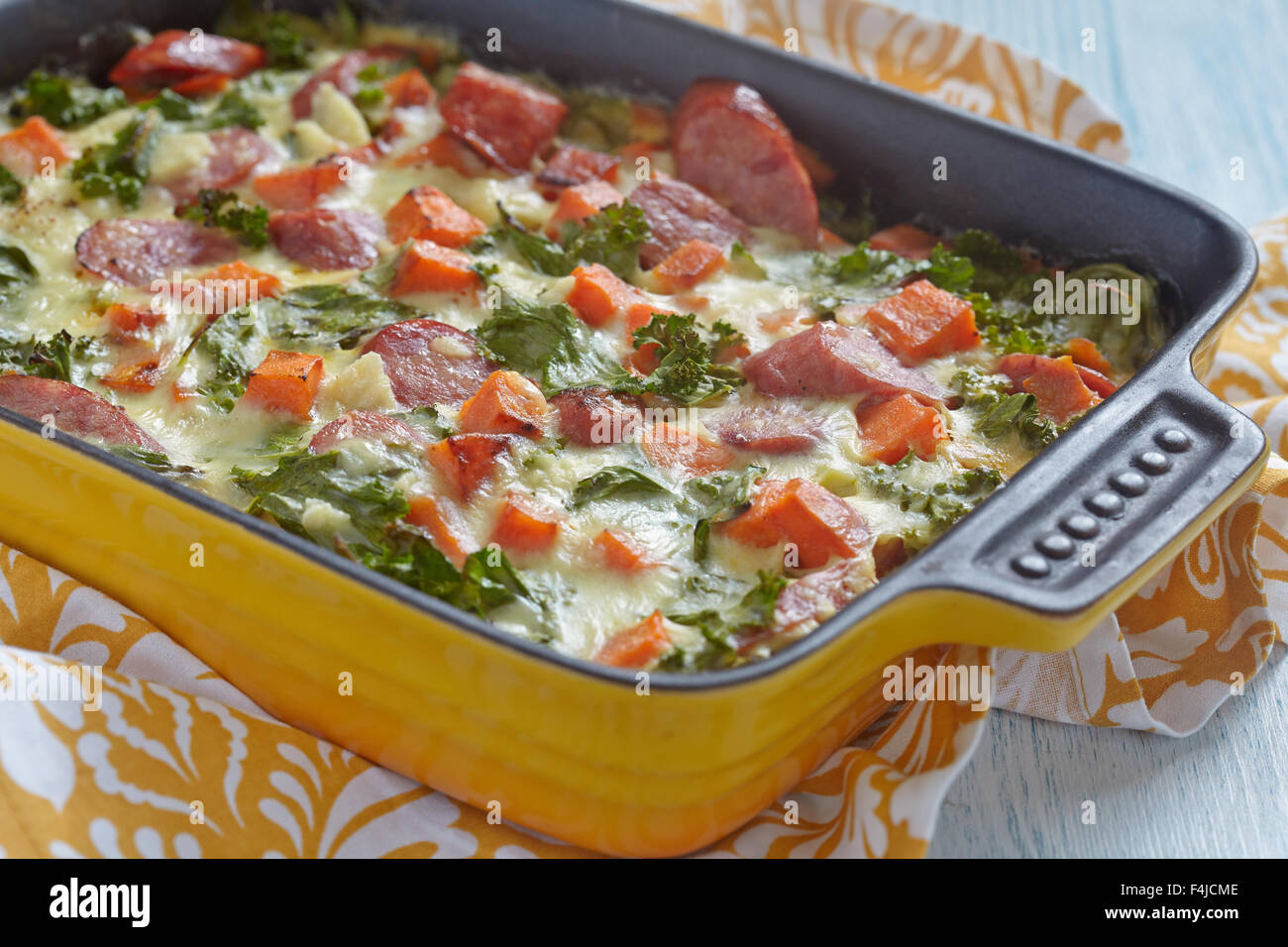 Autumn casserole with sweet potato and kale Stock Photo