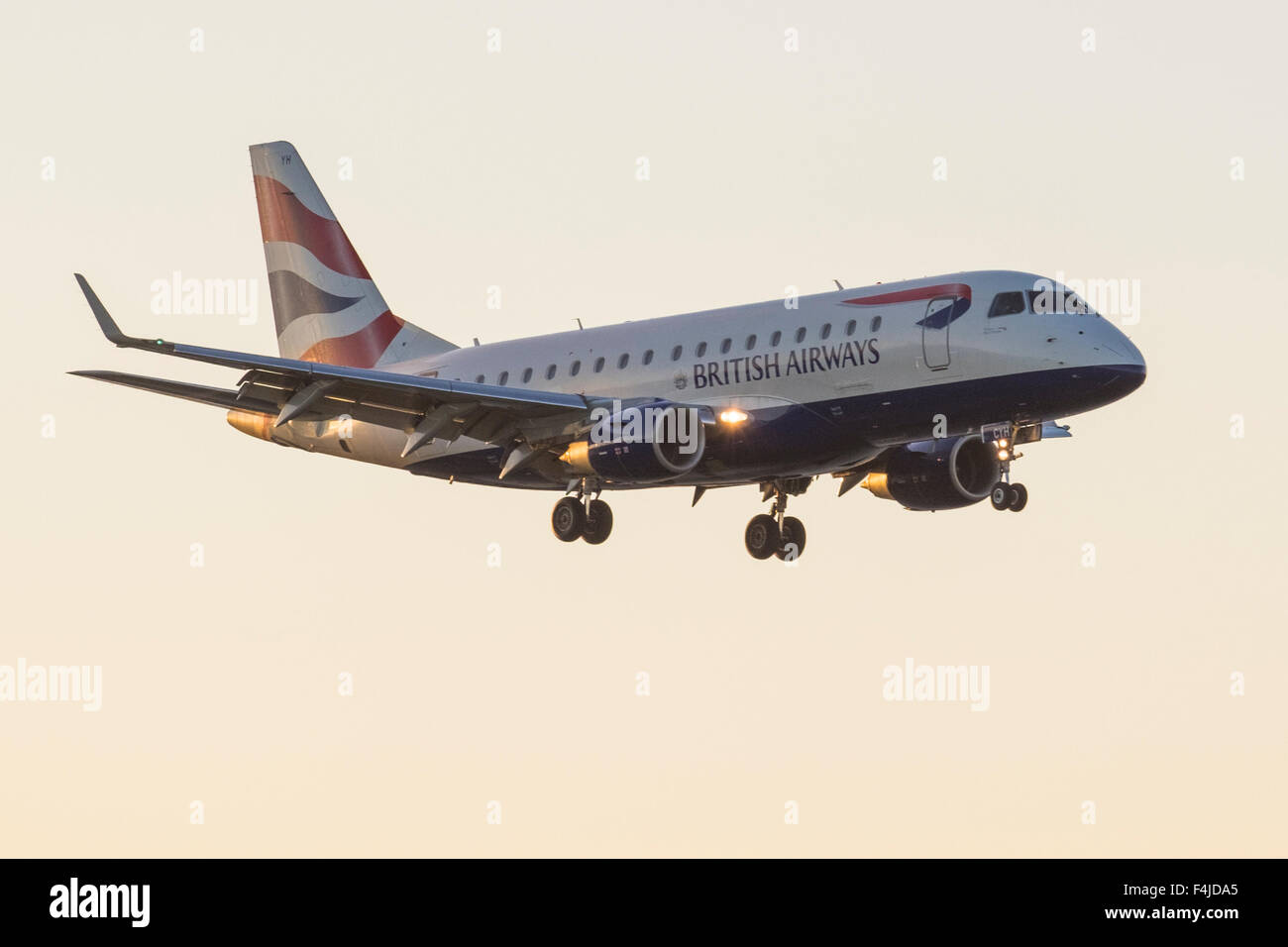 London City Airport aircraft, Docklands, London, England, U.K. Stock Photo