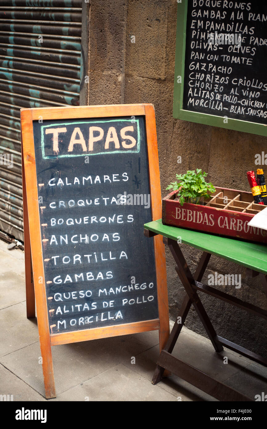 Tapas bar in Gothic Quarter Barcelona Stock Photo