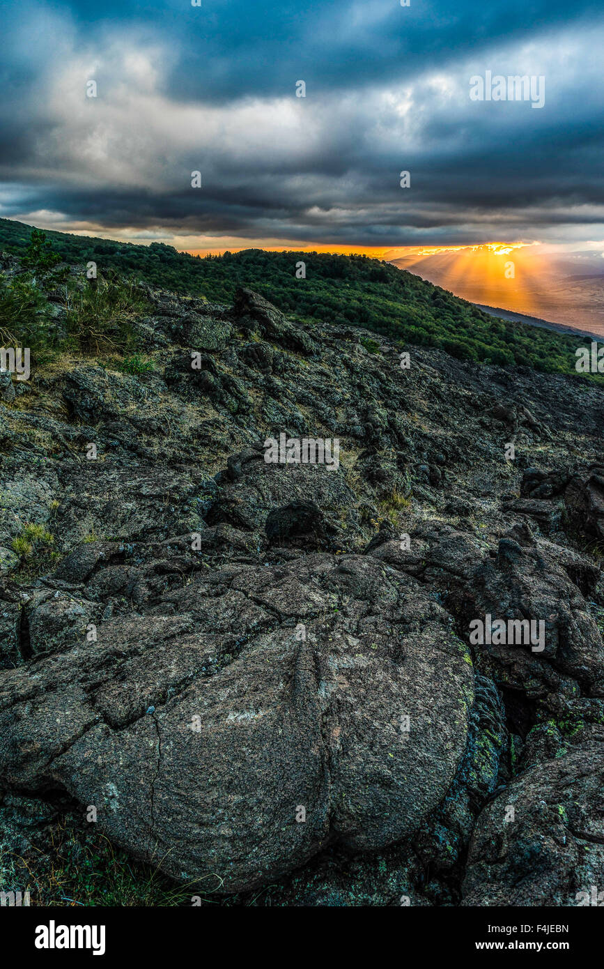 Italy Sicilly Etna: washing rope. The amazing plots of lava that characterizes the northern slope of Etna. Impressive, majestic with curious geometries Stock Photo