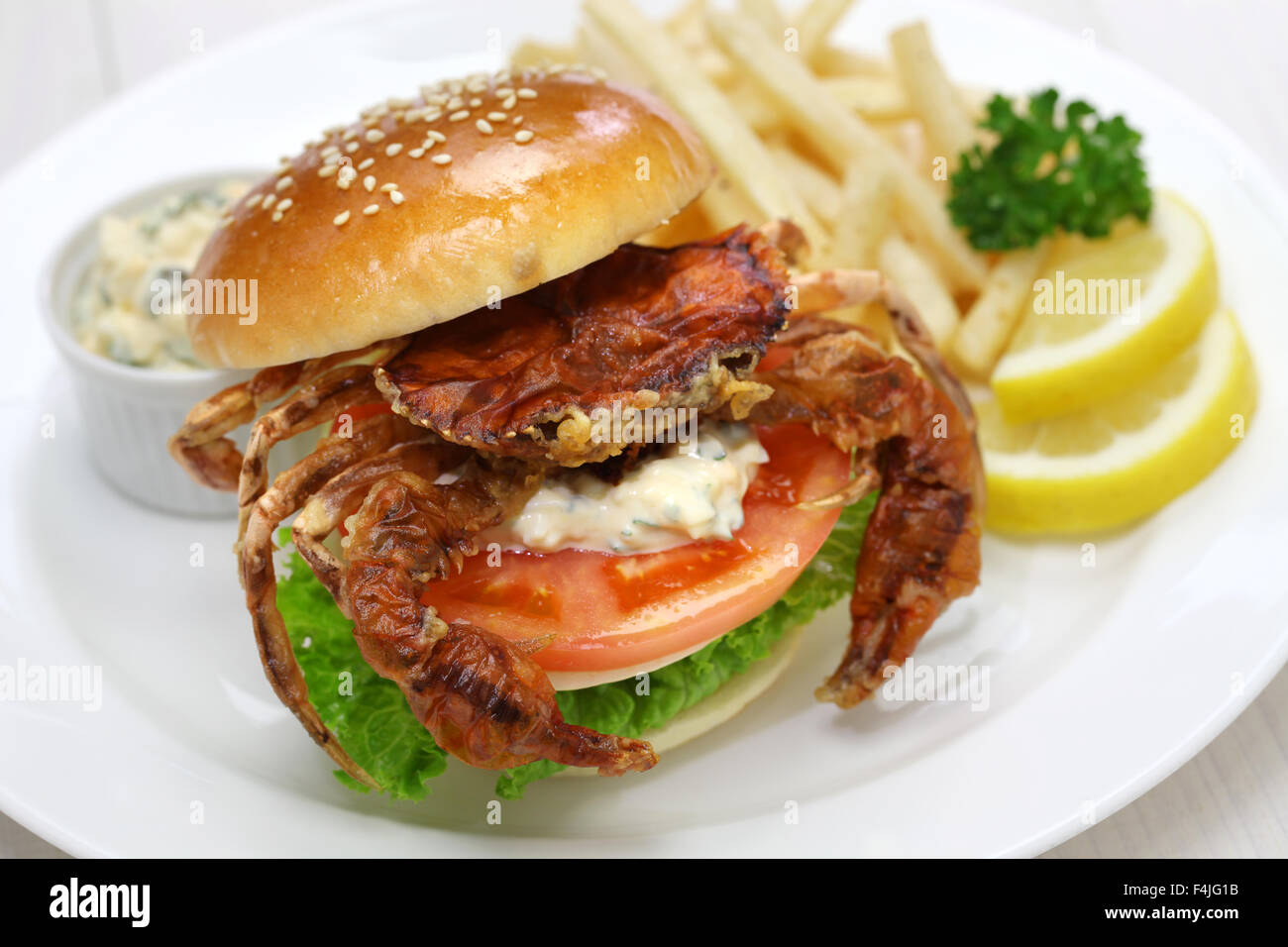soft shell crab sandwich, spider sandwich Stock Photo