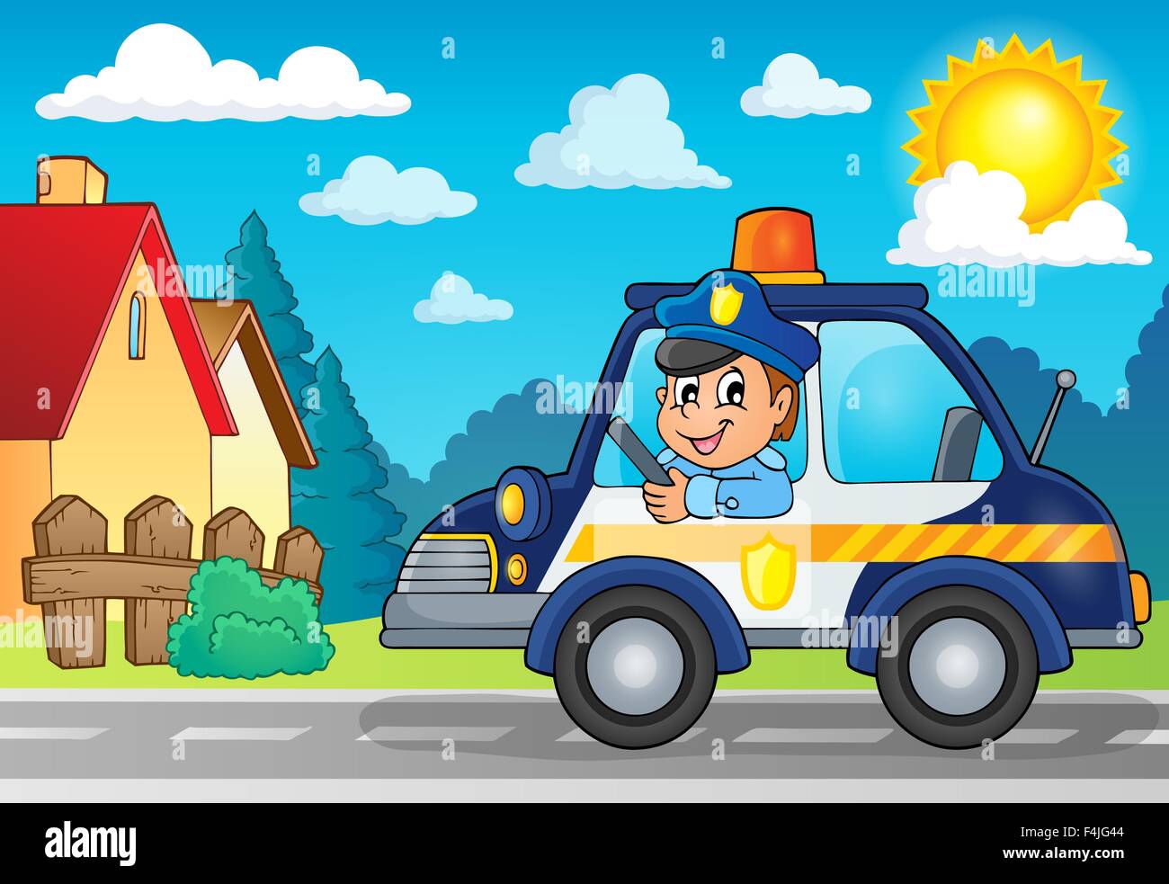 Police car theme image 3 - picture illustration Stock Photo - Alamy