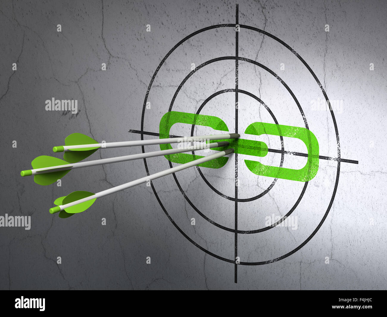 Link To Target Web development concept: arrows in Link target on wall background Stock ...