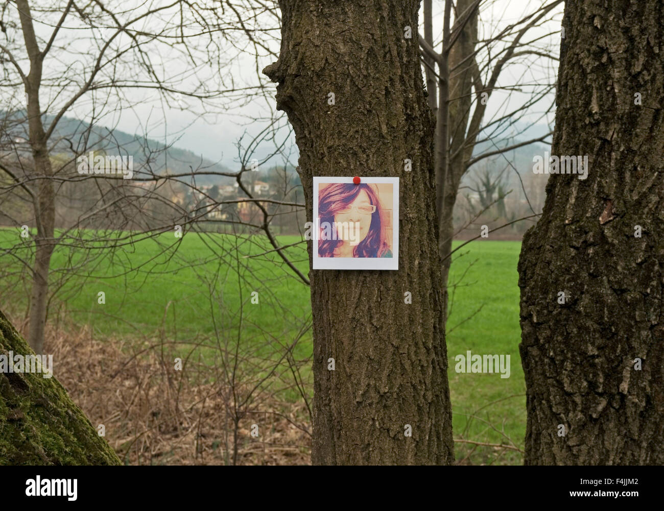 picture of a woman attached to a tree trunk Stock Photo - Alamy