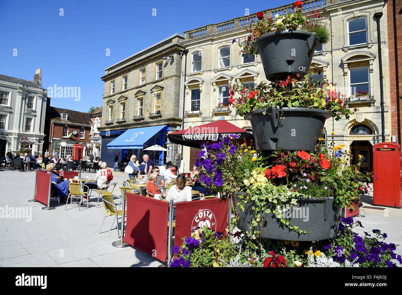 Wimborne Minster town centre, Dorset, Britain, UK Stock Photo