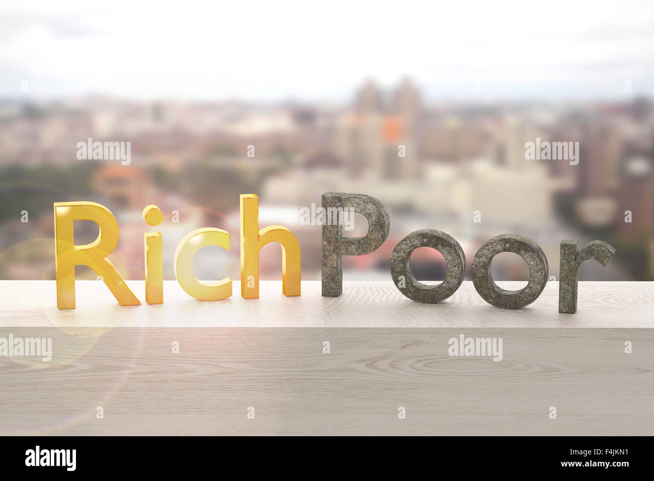 3d rendering with the words rich and poor Stock Photo - Alamy