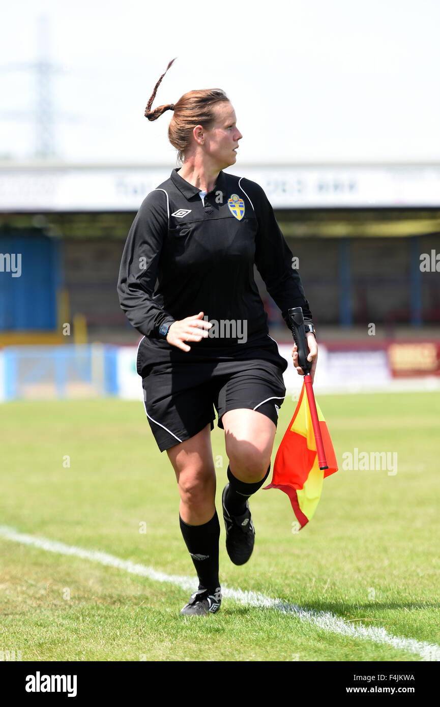 Female Assistant Referee Or Linesman At A Football Match, Lineswoman ...