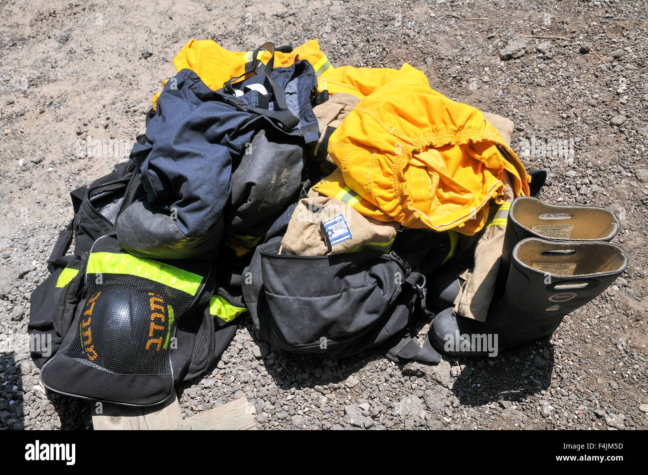 Firefighter's protective clothing Stock Photo
