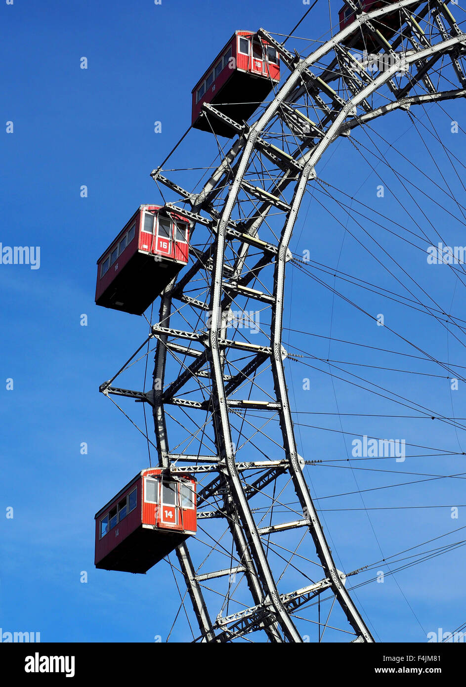 The giant ferris wheel or 'The Wiener Riesenrad' that featured in the film The Third Man at Prater Park in Vienna, Austria. Stock Photo