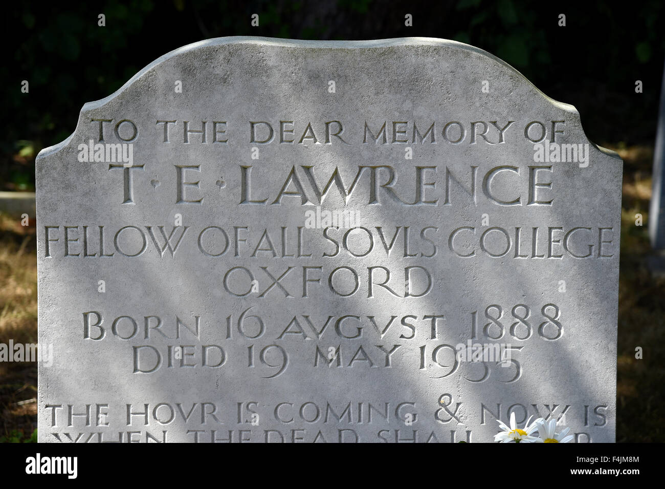 Grave of Lawrence of Arabia, T. E. Lawrence, TE Lawrence, grave at Moreton, Dorset, Britain, UK Stock Photo