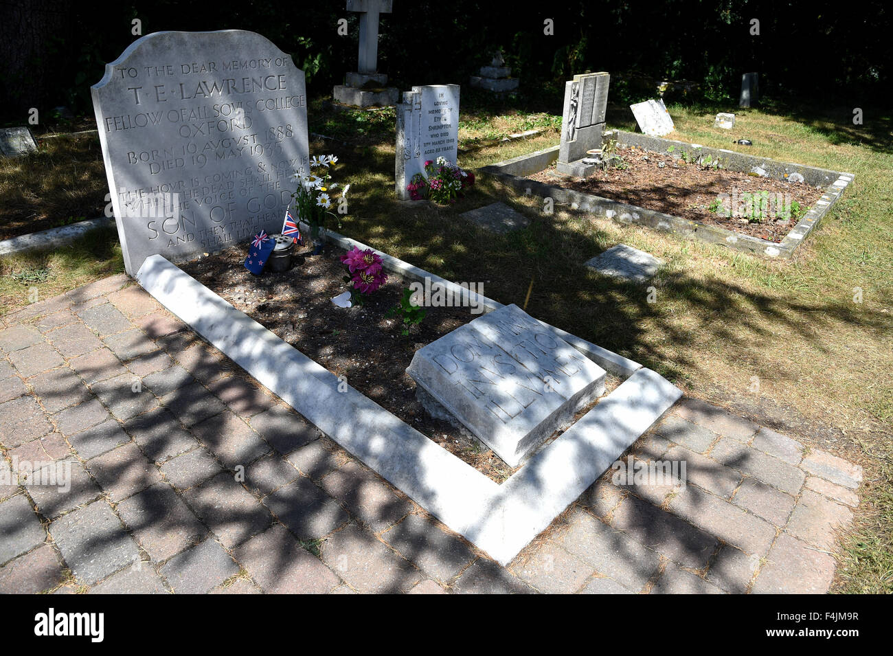 Grave of Lawrence of Arabia, T. E. Lawrence, TE Lawrence, grave at Moreton, Dorset, Britain, UK Stock Photo