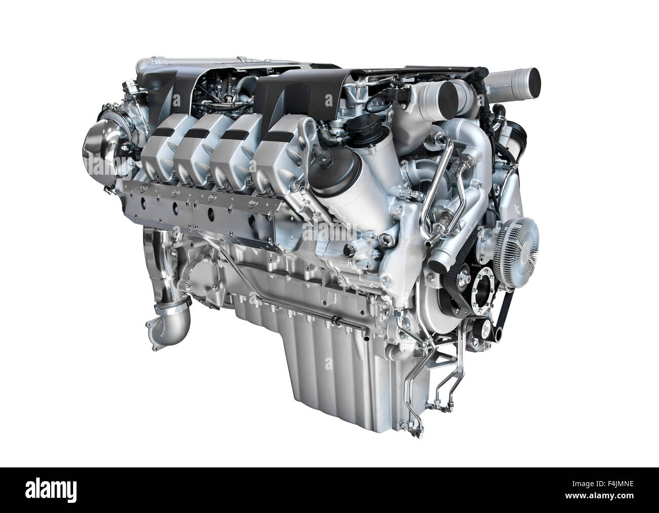 Cut out diesel engine of a truck. Stock Photo