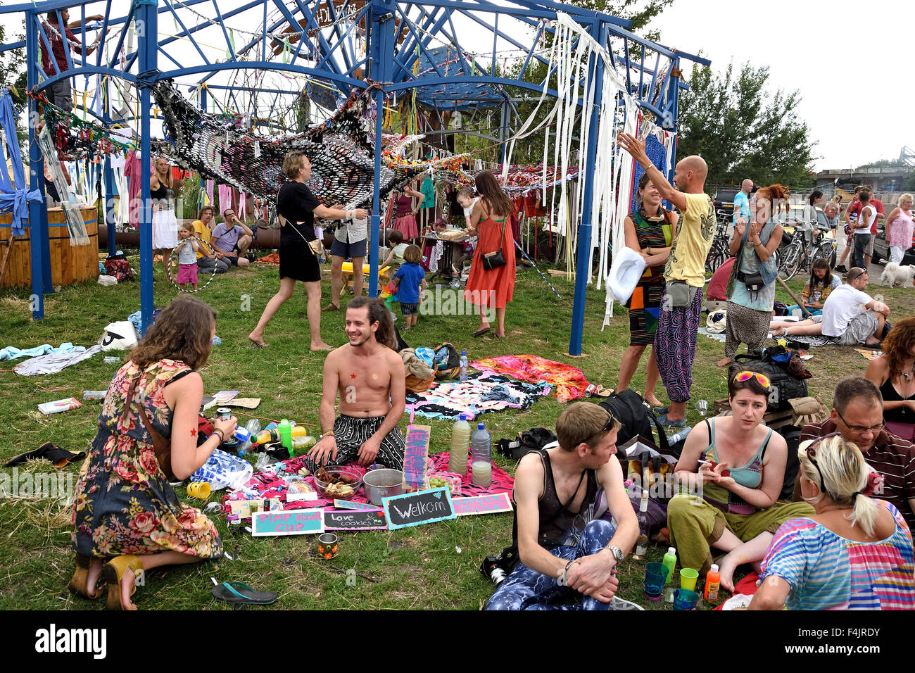 Modern Hippies Hippie feast celebration feast Party Café Noorderlicht (  located beautifully along the IJ waters. The terrace and the inside of the  bar Stock Photo - Alamy