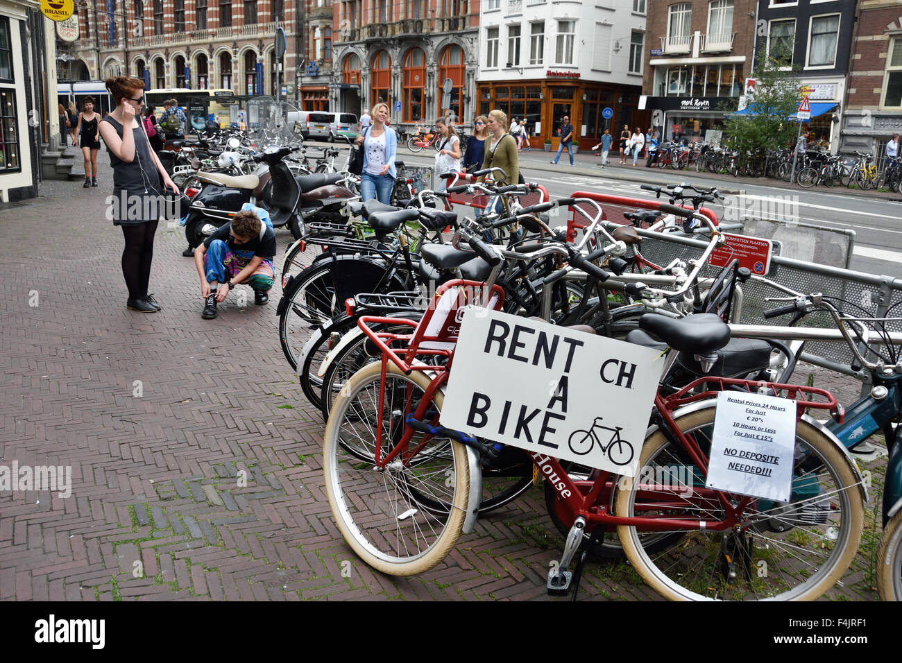 Rent a Bike Amsterdam Center Town City Netherlands Dutch Bicycles Stock  Photo - Alamy
