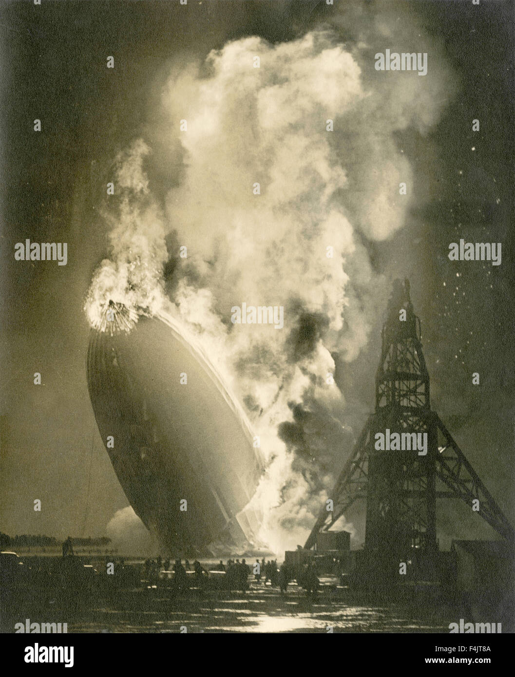 Disaster of the Hindenburg airship Stock Photo