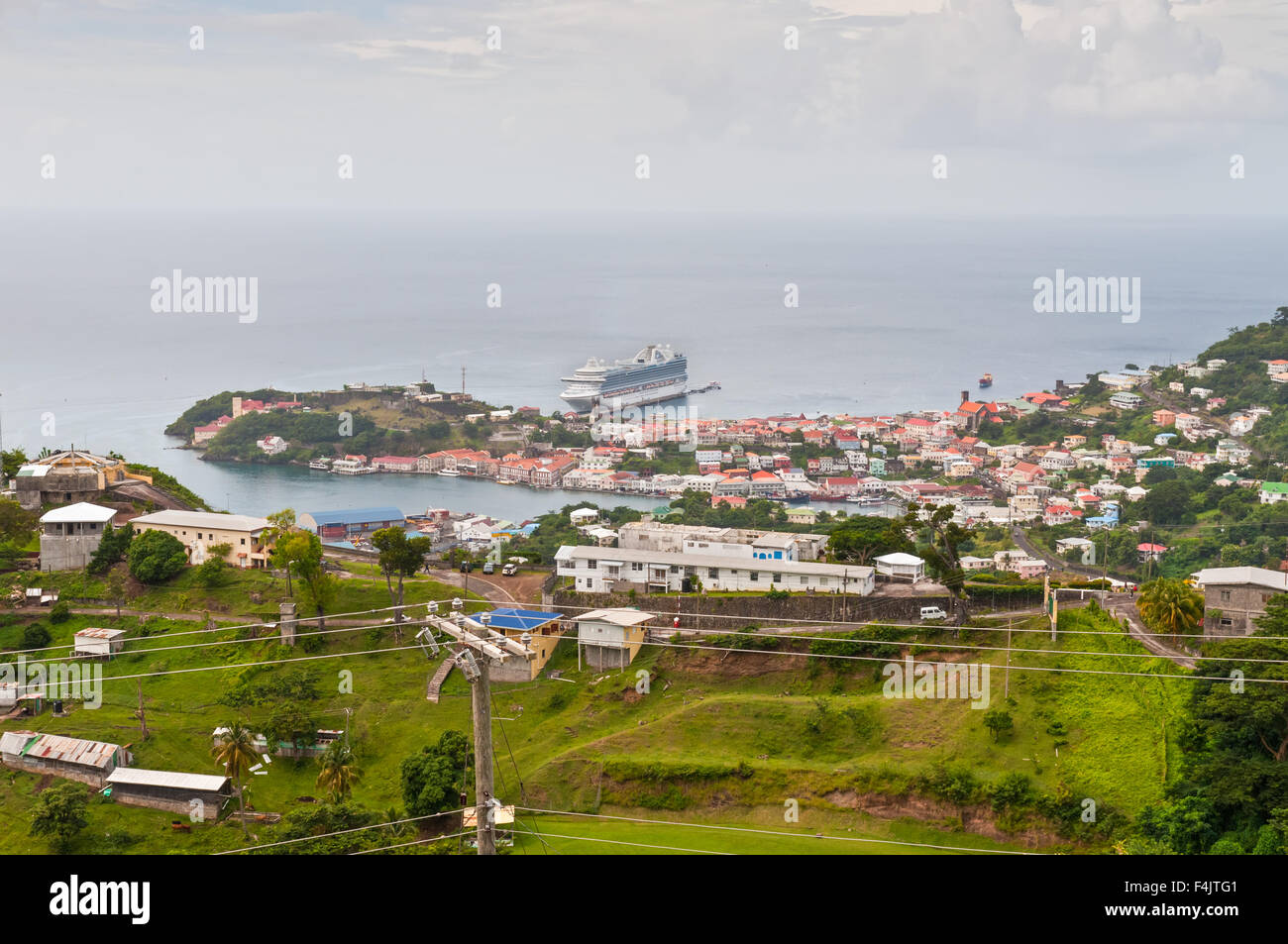 Panorama view over Saint George's in Grenada, Caribbean. Stock Photo