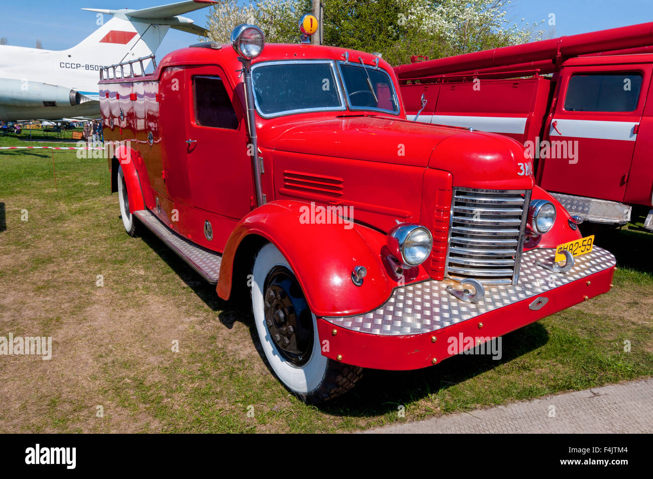 The festival "Old Car Fest 2015", showed an fire truck ZIS-150 vintage model Stock Photo