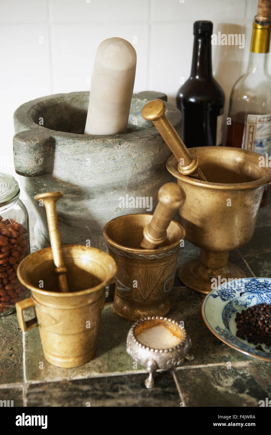 Mortars and pestles Stock Photo Alamy