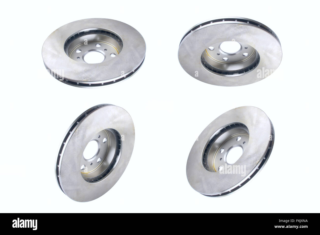 Isolated on white background brake discs for front side car Stock Photo