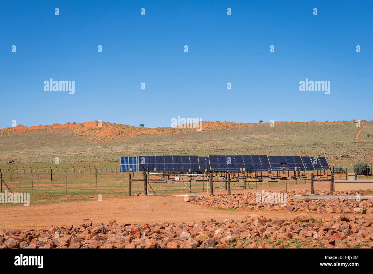 Solar panels by the Wolwedans Dunes Lodge, Namibia, Africa Stock Photo