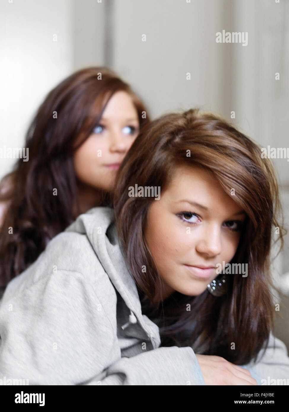 Portrait of two teenage girls Stock Photo - Alamy