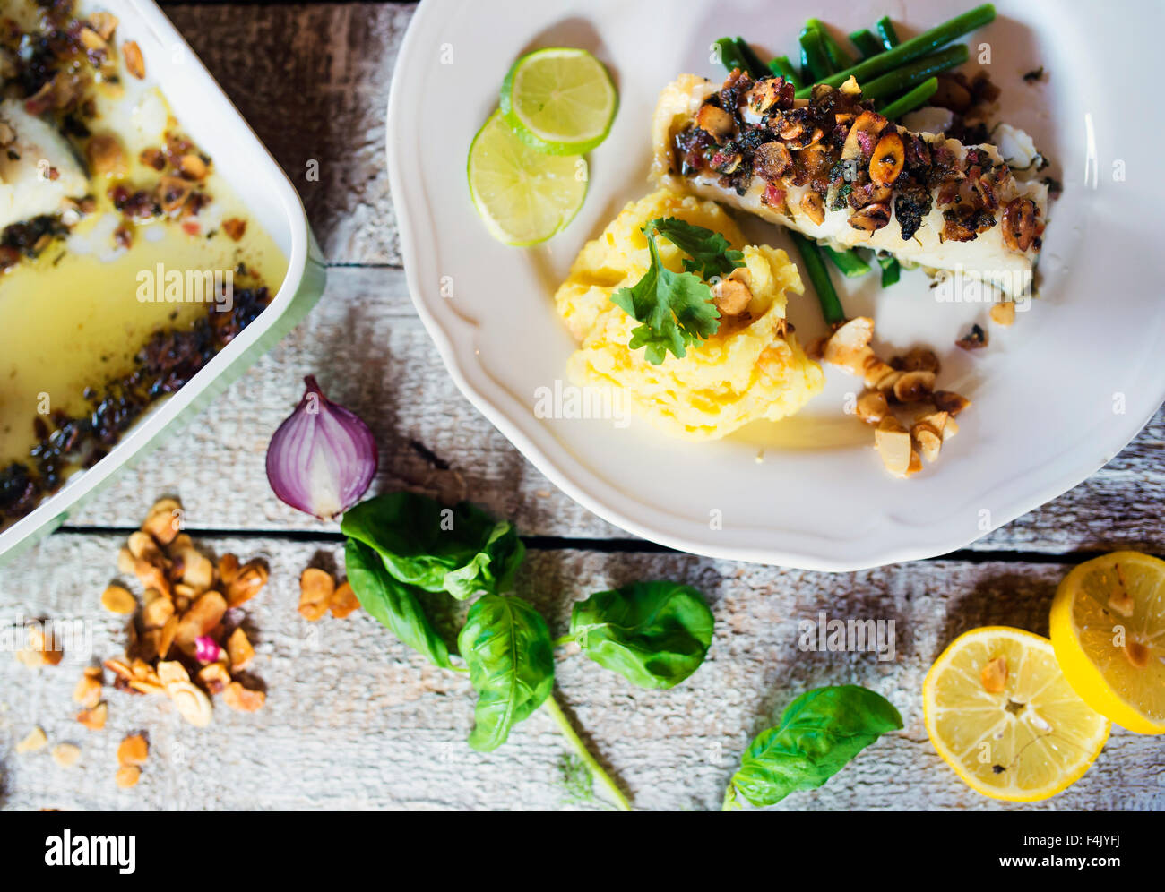 Zander fish fillet dish on a plate Stock Photo Alamy