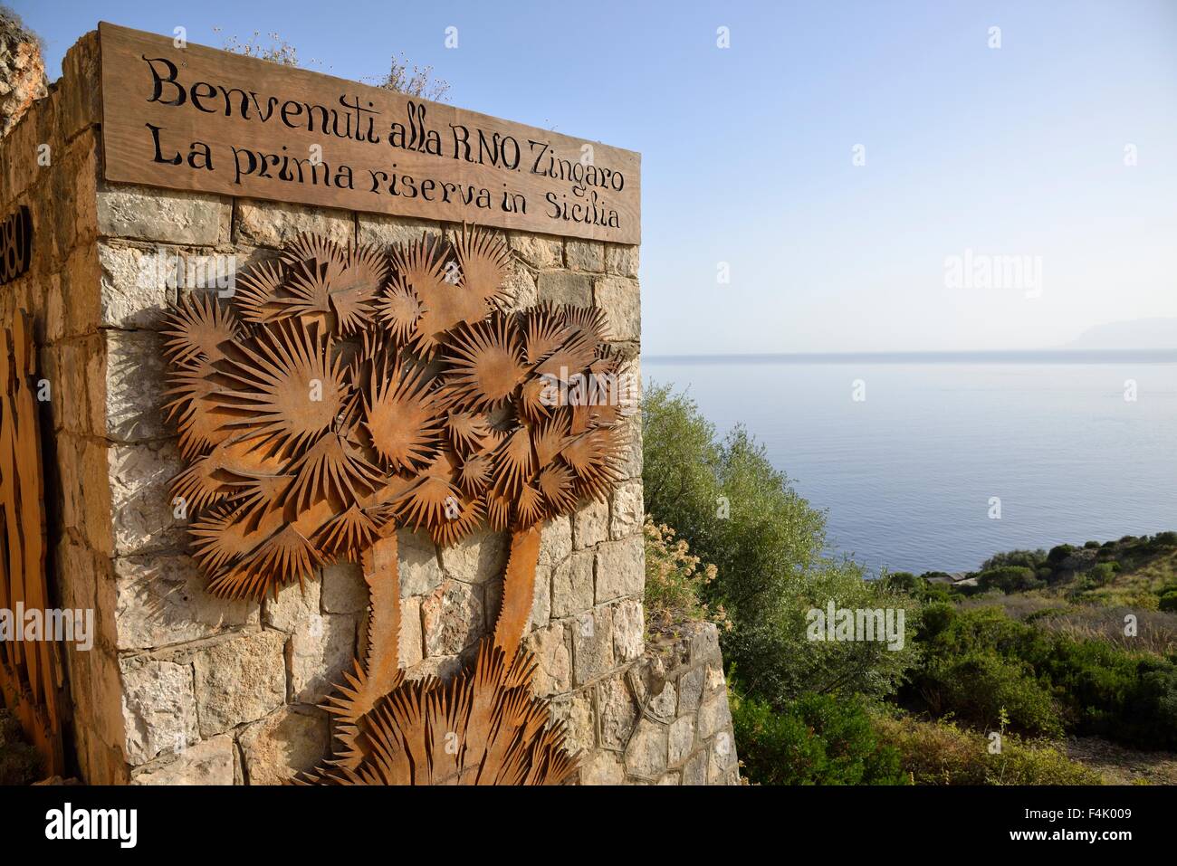 Park entrance, Zingaro Nature Reserve, San Vito lo Capo, Province of Trapani, Sicily, Italy Stock Photo