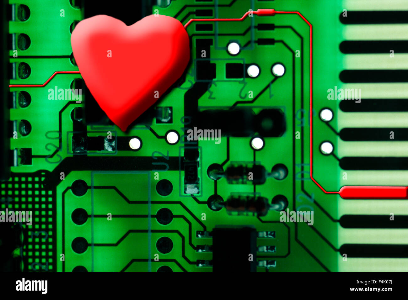 Circuit Board With Heart Stock Photo