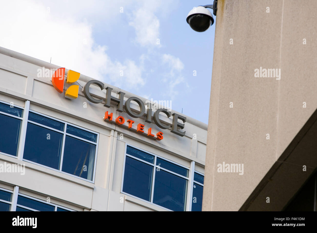 A logo sign outside of the headquarters of Choice Hotels International, Inc. in Rockville, Maryland on October 18, 2015. Stock Photo