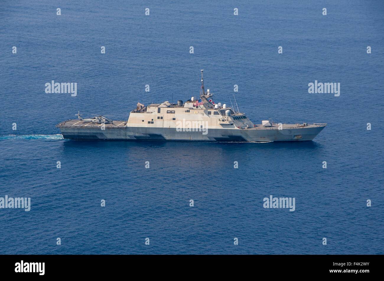 US Navy littoral combat ship USS Fort Worth during Exercise Malabar October 16, 2015 in the Indian Ocean. Stock Photo