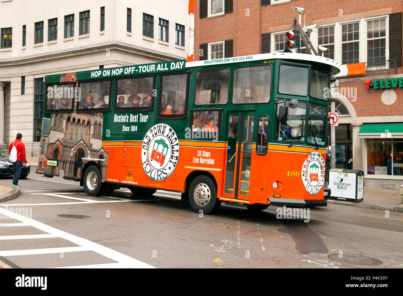 Boston tourist trolley bus from Old Town Trolley Tours, Boston, Massachusetts USA Stock Photo