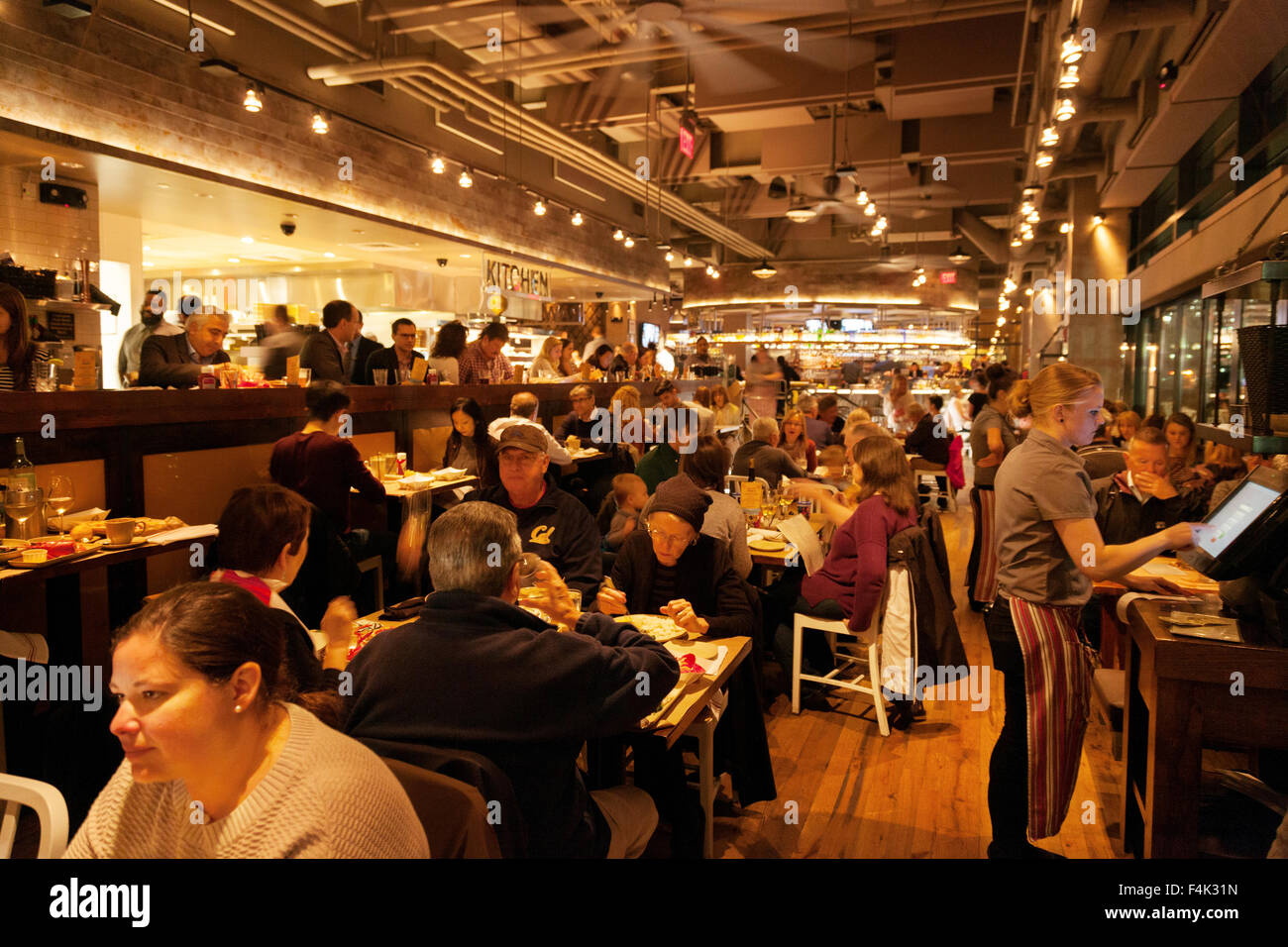 People eating in the popular Legal Harborside seafood restaurant, Boston, Massachusetts USA Stock Photo