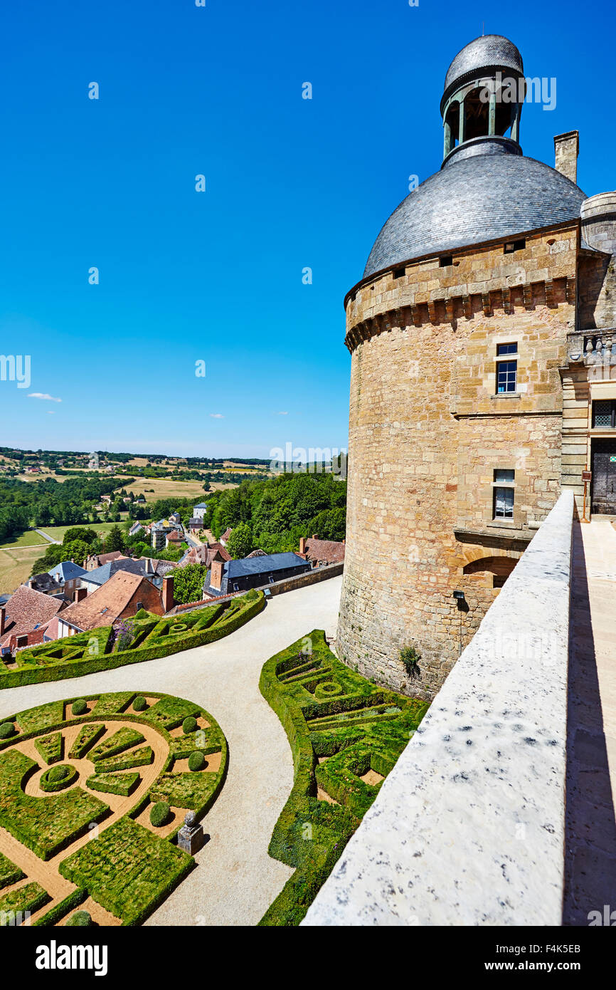 View of Chateau Hautefort in Hautefort, Aquitaine, Dordogne, France. Stock Photo