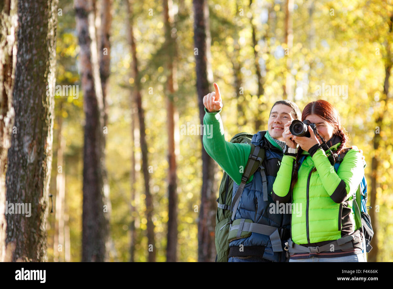 woman photographer takes pictures Stock Photo