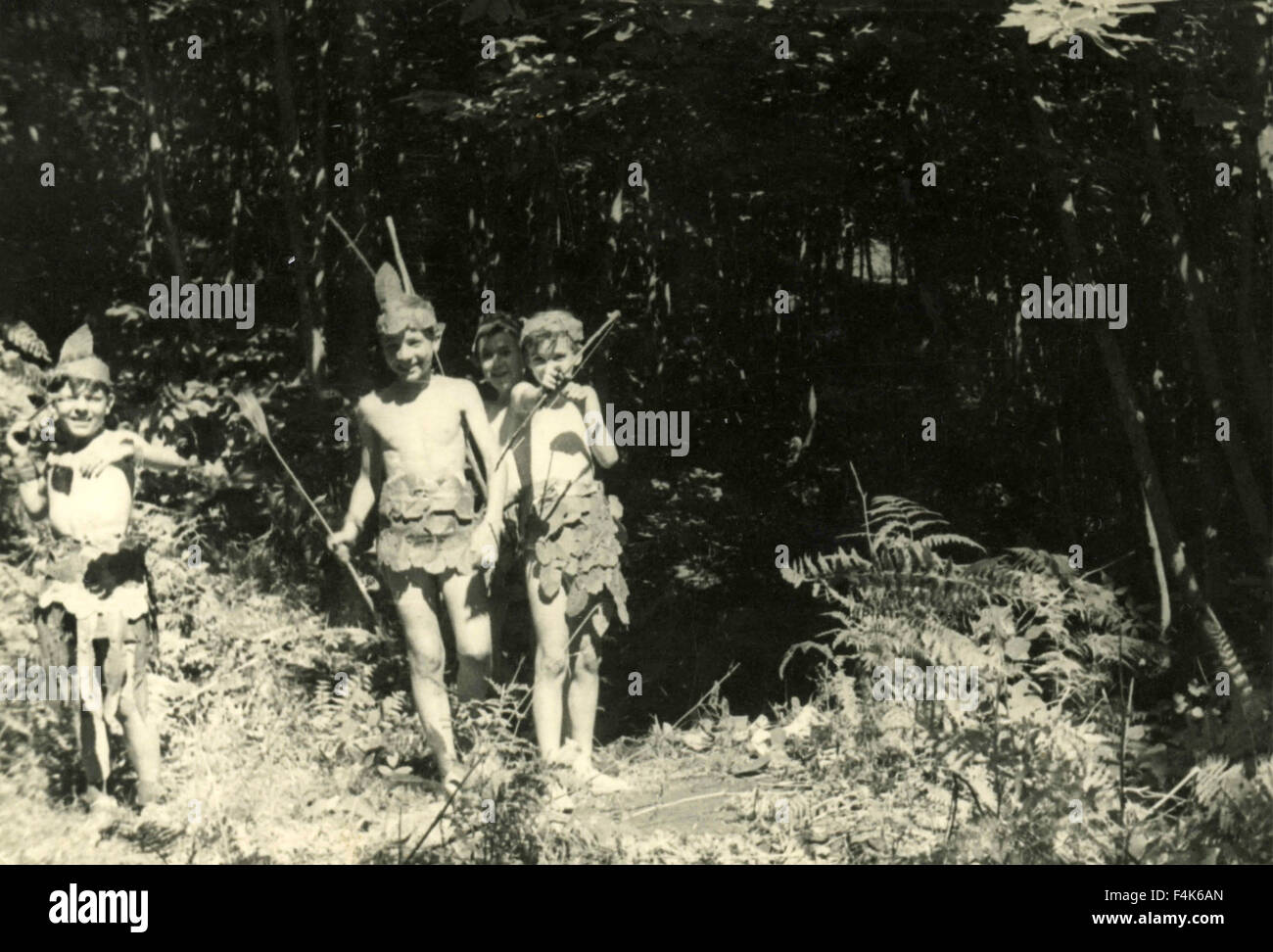 Children play the Indians, Italy Stock Photo