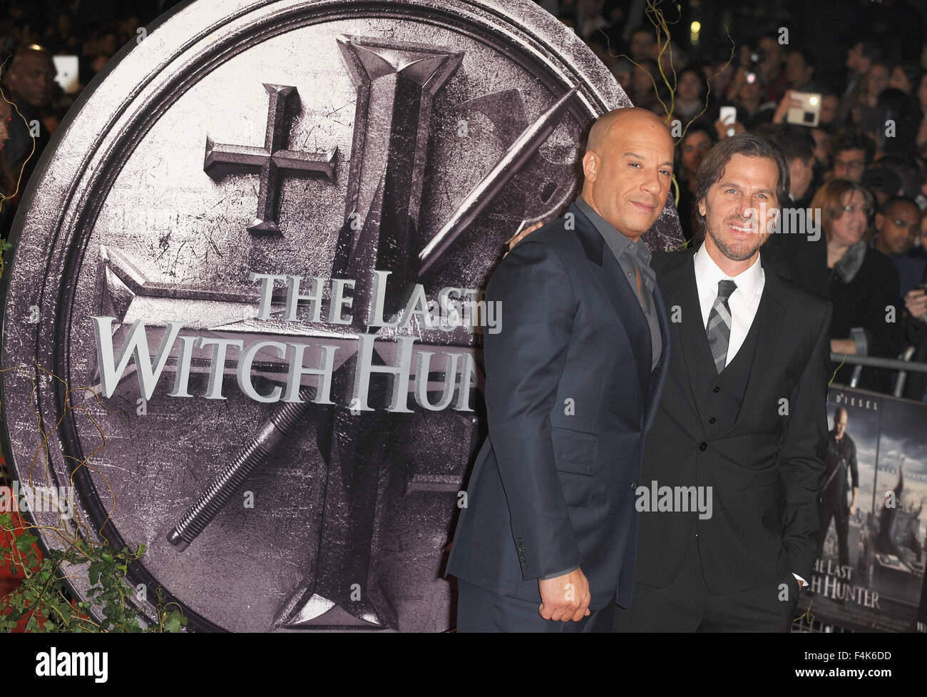 Uk, Uk. 19th Oct, 2015. Vin Diesel and Breck Eisner attends the European Premiere of 'The Last Witch Hunter' at Empire Leciester Square. © Ferdaus Shamim/ZUMA Wire/Alamy Live News Stock Photo