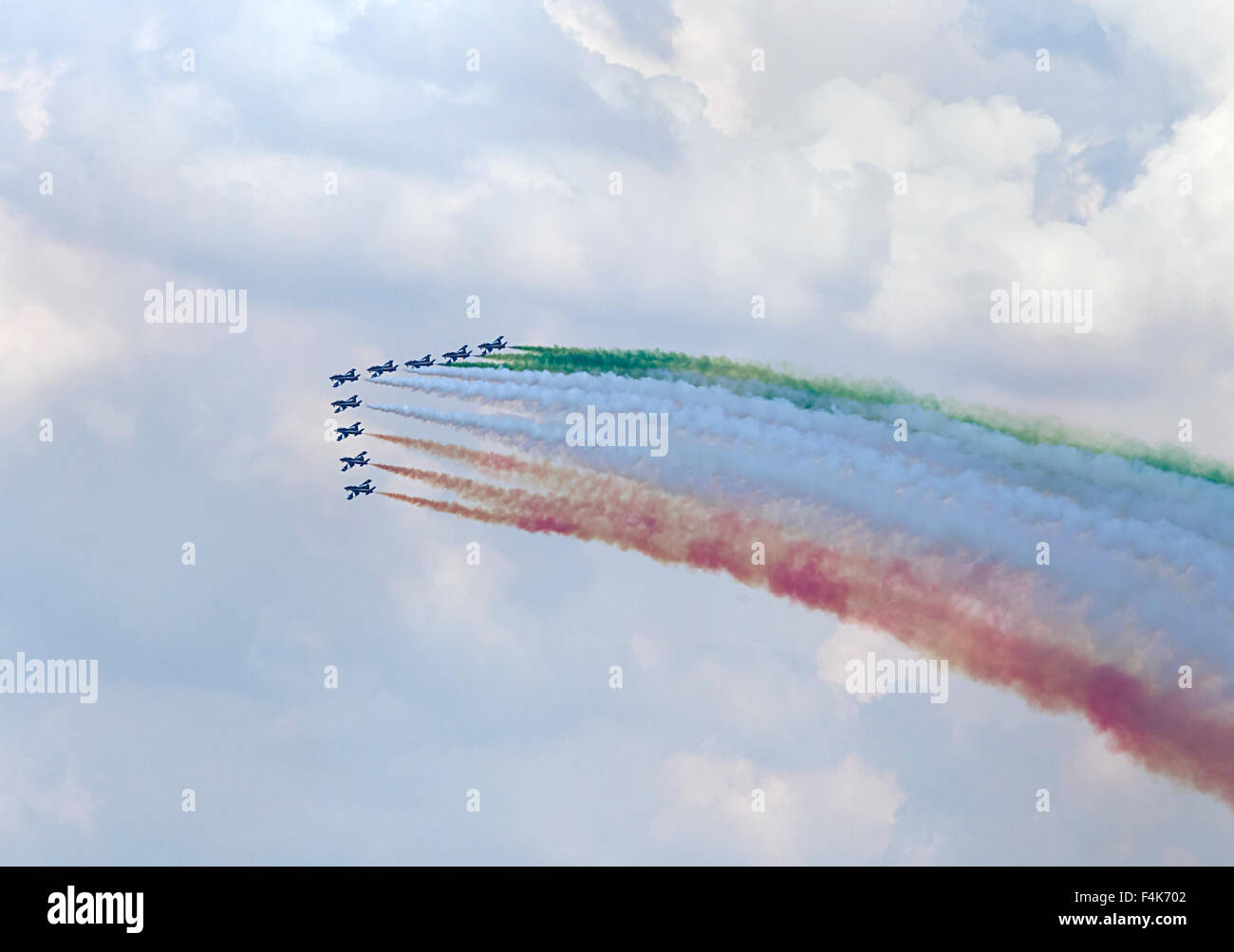 Planes on an air show against cloudy sky Stock Photo - Alamy