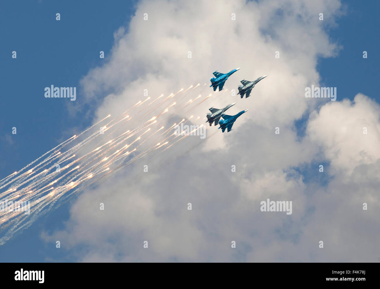 Planes on an air show against clear sky Stock Photo - Alamy