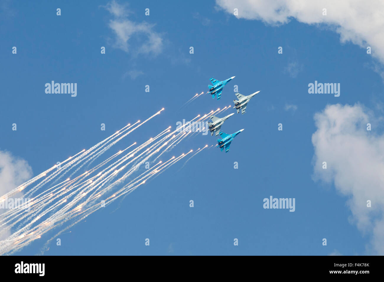 Planes on an air show against clear sky Stock Photo - Alamy