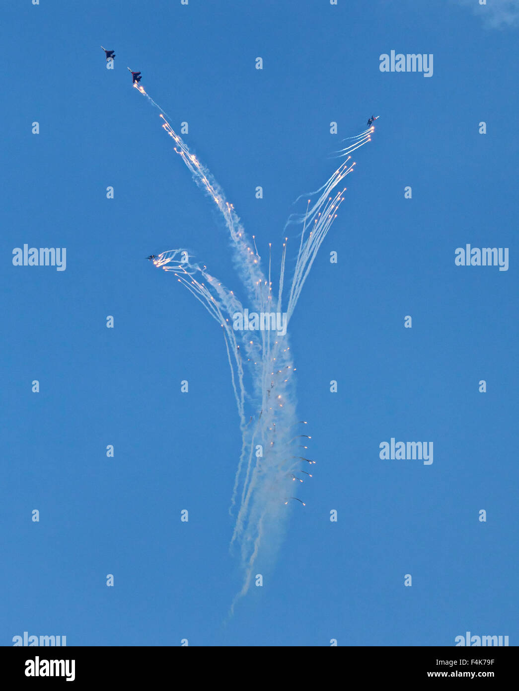 Planes on an air show against clear sky Stock Photo - Alamy