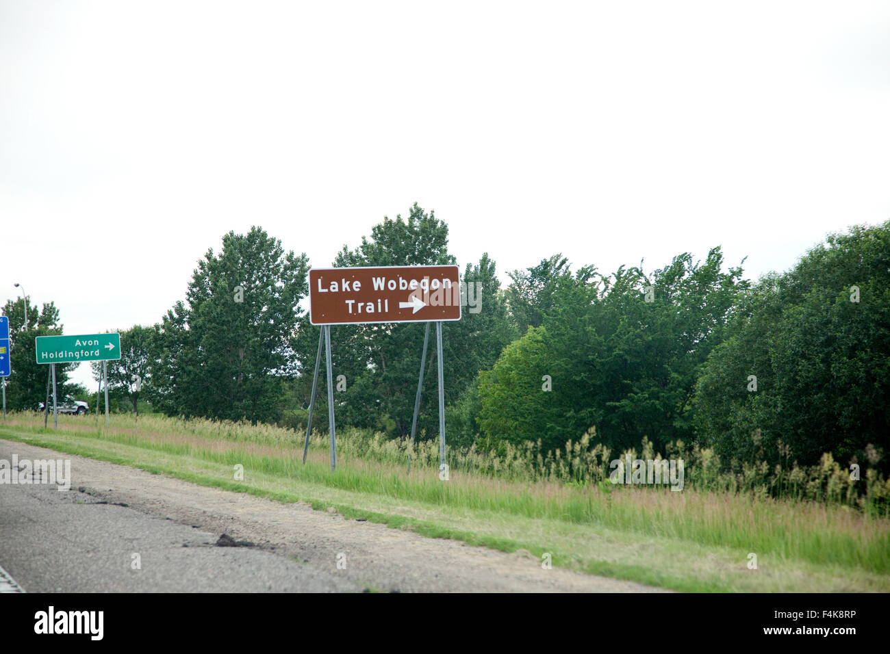 Lake Wobegon Trail designating a historic area made famous by humorist Garrison Keillor. Avon Minnesota MN USA Stock Photo