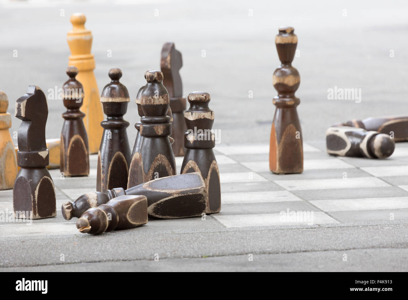 Life Size Chess Pieces On A Board Outside At A Hotel Pool Side Stock Photo  - Download Image Now - iStock