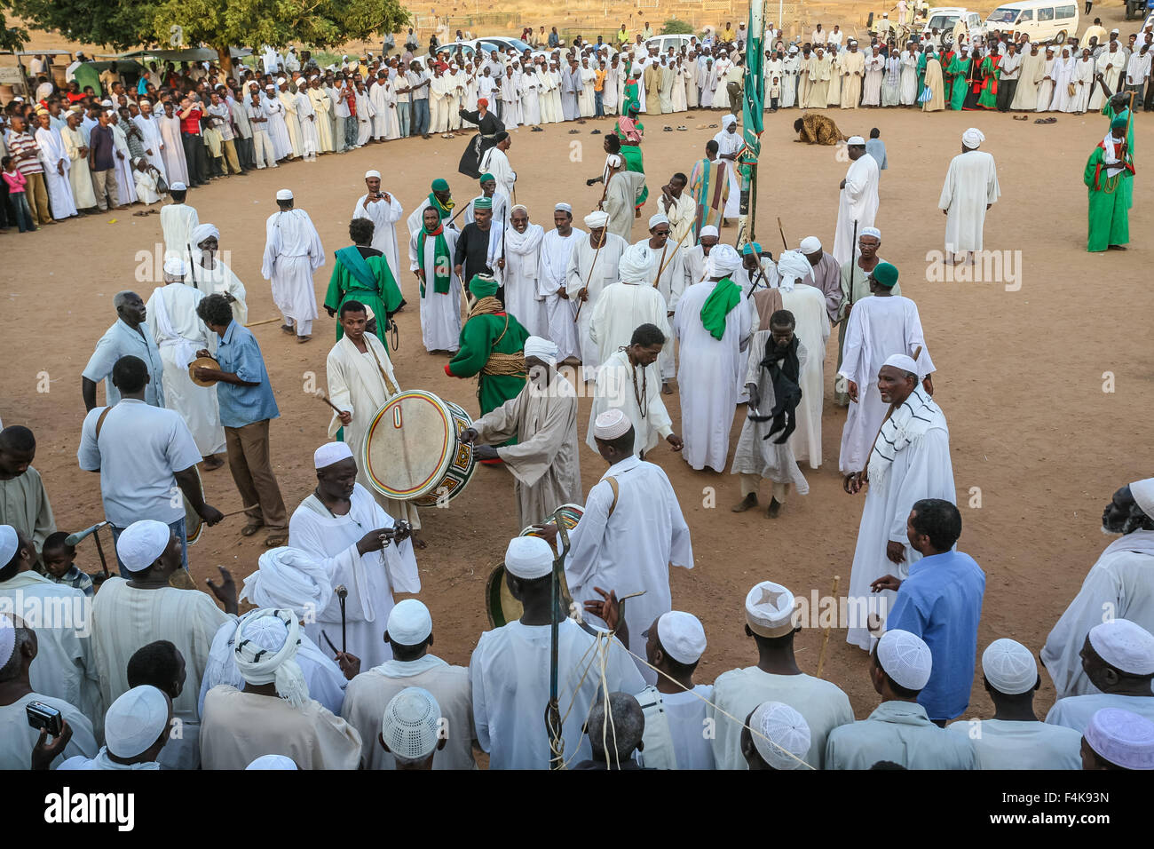 Sufi dervishes gather for religious rituals in Omdurman Stock Photo