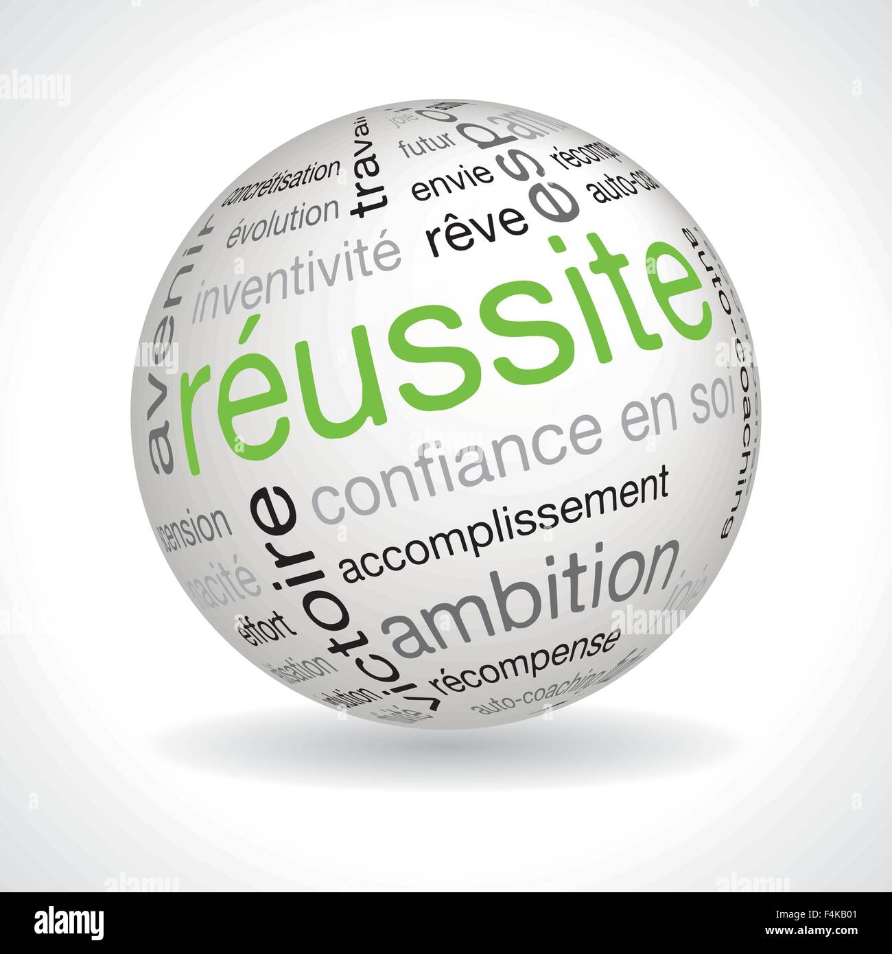 French 'Achievement' Sphere with keywords Stock Vector