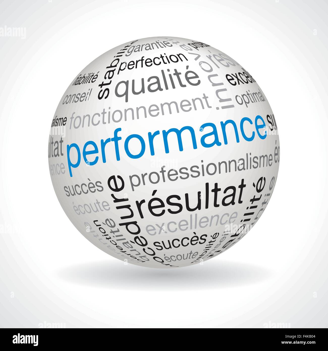 French 'Performance' Sphere with keywords Stock Vector